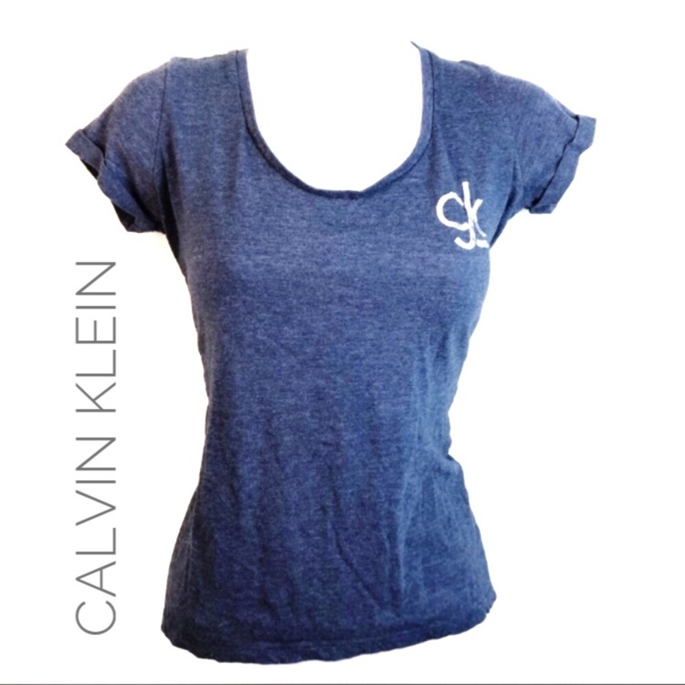 Calvin Klein Blue Tee with Sequin Logo